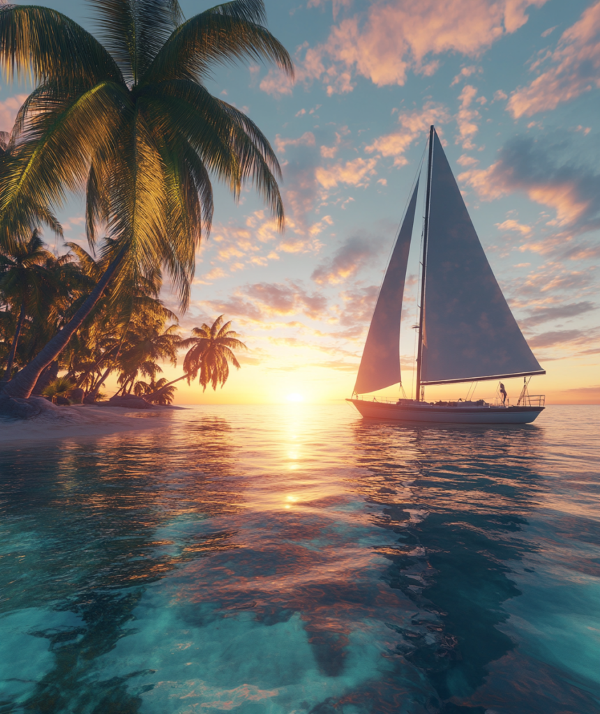 Dwell in Beauty | Sailboat at Tropical Island