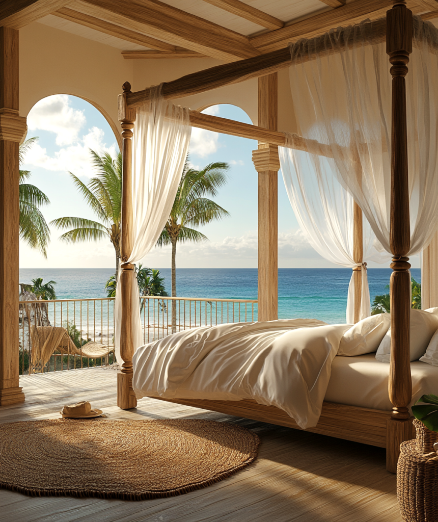 Dwell in Beauty | Luxurious Hotel Bedroom with views to the Caribic sea