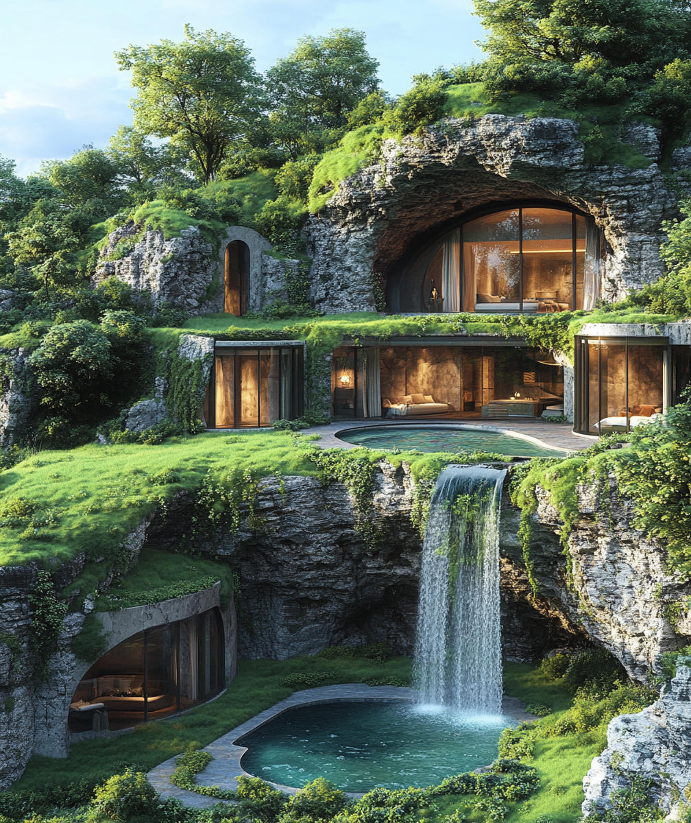 Dwell in Beauty | Nature House with Waterfall