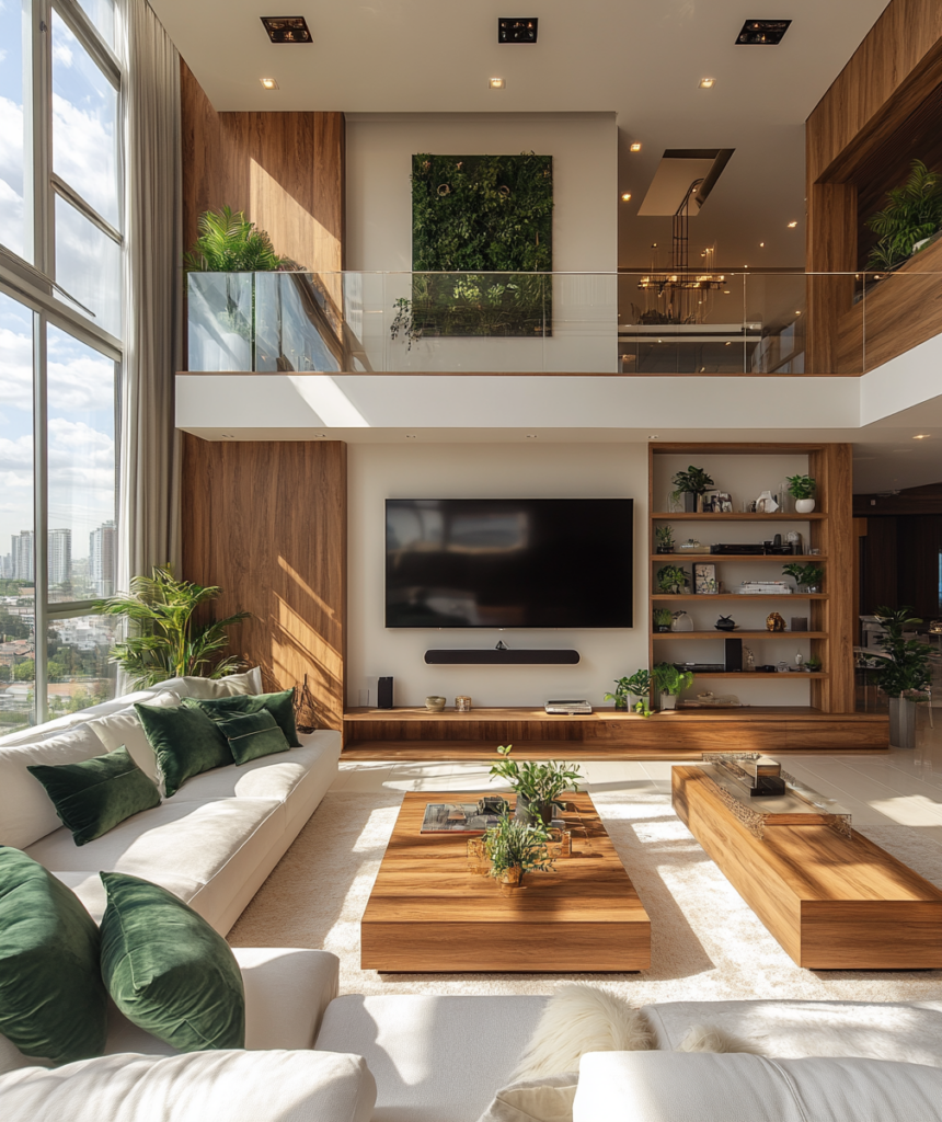 Dwell in Beauty | Modern Living Room with Double-Height Space