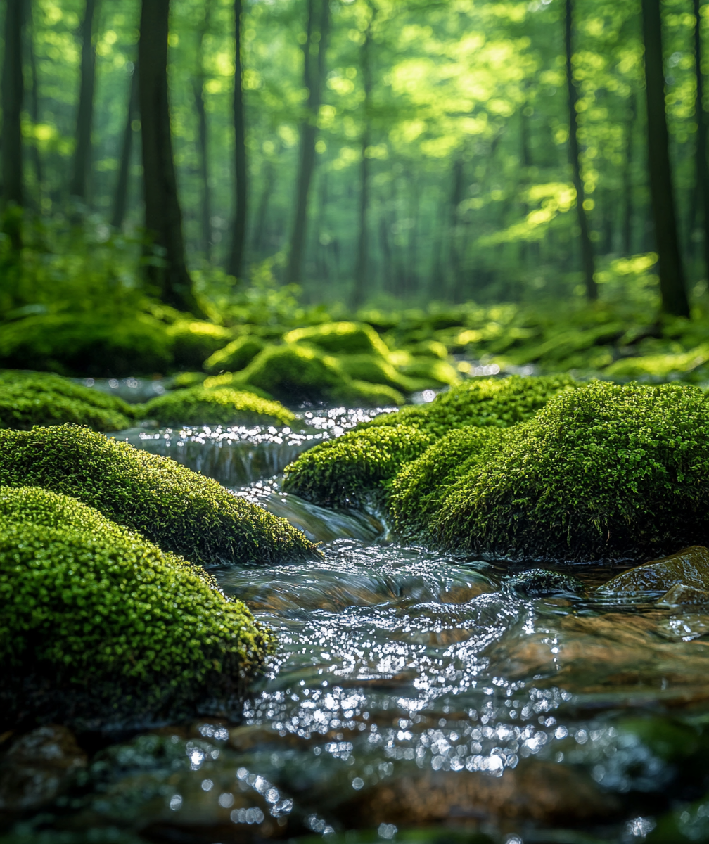 Dwell in Beauty | Magical Flowing Stream in Dense Forest